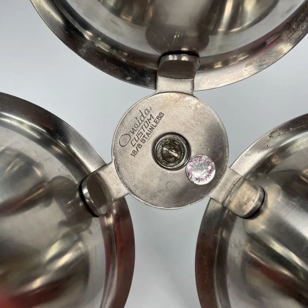 Vintage Oneida Custom Stainless 18/8 Condiment Relish 3 Bowl Server Original Box